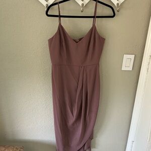 Elegant Mauve Spaghetti Strap Dress